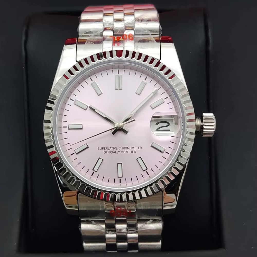 Montre pour hommes 36/39mm, bracelet automatique étanche, cadran lumineux aseptique, boîtier en acie