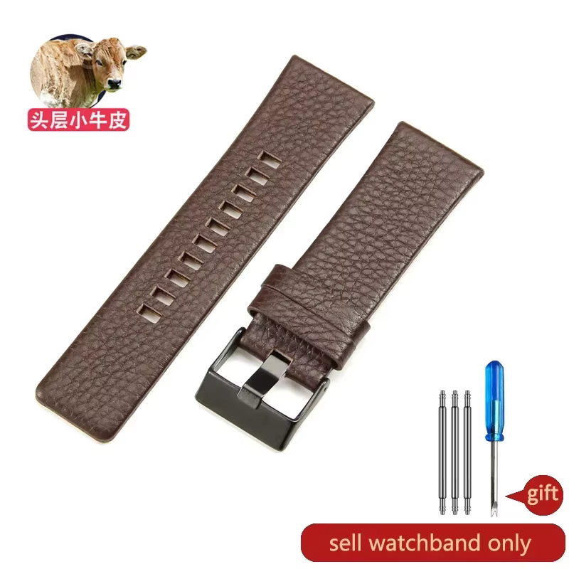 Bracelet de montre en cuir véritable haut de gamme pour montre Diesel, bracelet étanche en cuir de v