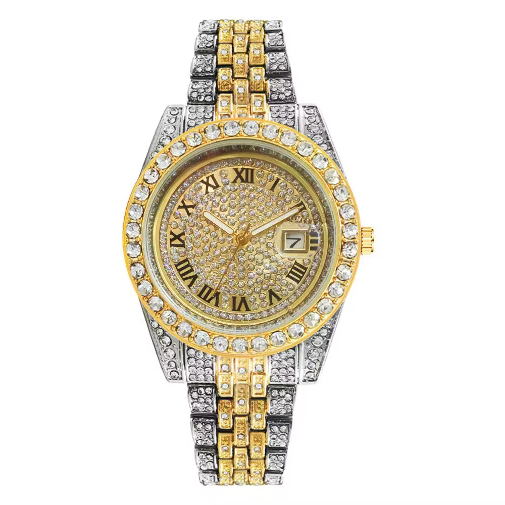 Nouvelle Montre de Luxe Diamantée pour Hommes et Femmes, Montre Hip Hop Iced Out Unisexe, Montre-Bra