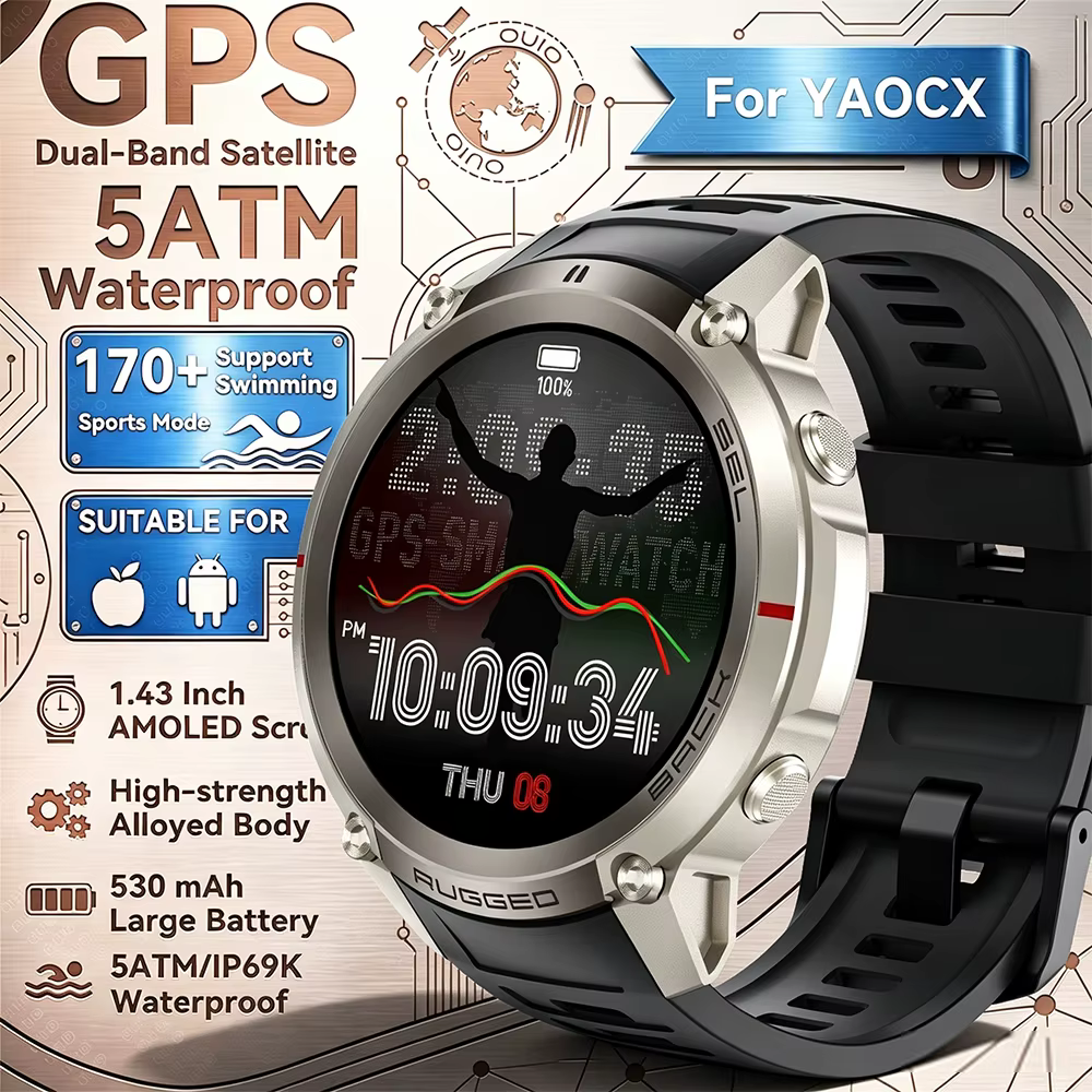 Nouvelle Montre Connectée Militaire GPS 2026, Écran AMOLED HD 1,43'', GPS 6 Satellites Mondiaux, Rob