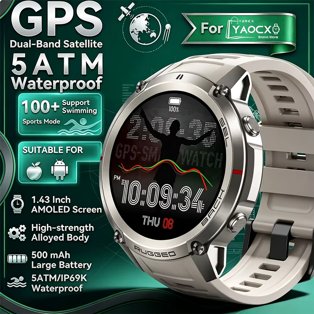 Nouvelle Montre Connectée GPS 2026 avec Cartes Hors Ligne, Étanche 5ATM, Plus de 170 Modes Sportifs,