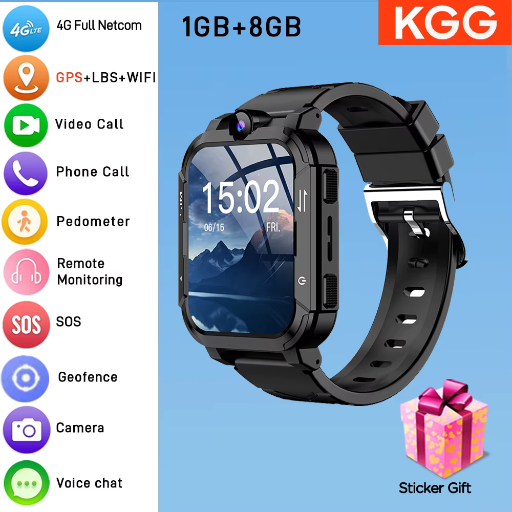 Montre connectée 4G pour enfants, 1 + 8 go, téléchargement d'applications, WhatsApp, GPS, WiFi, appe