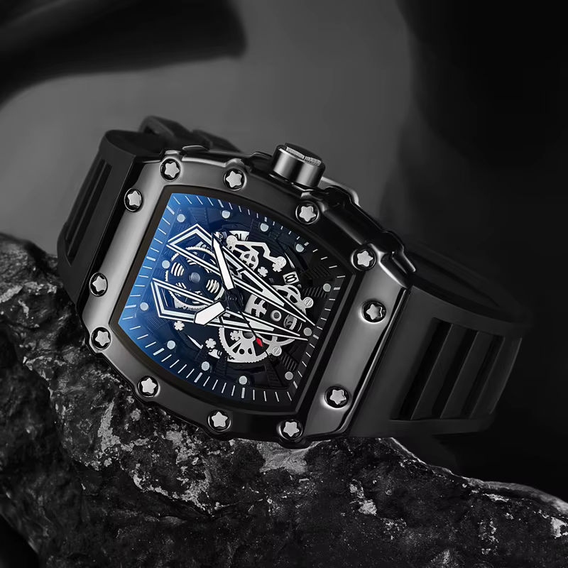 Montre de commerce extérieur grand cadran pour hommes Quartz étanche Sport carré montre lumineuse po
