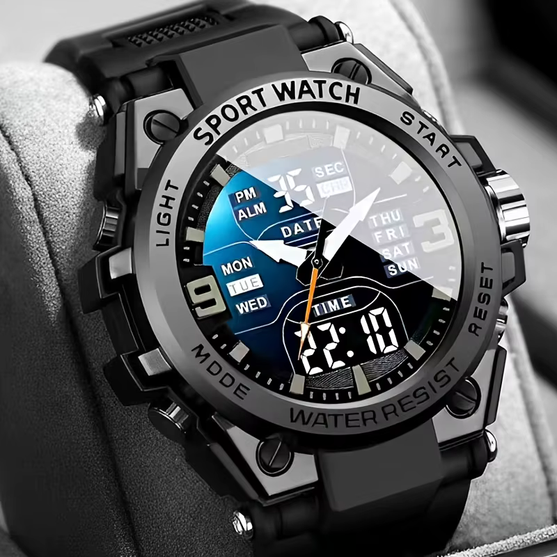 Montre à LED lumineuse à grand cadran, au design élégant, pour hommes, femmes et adolescents, avec d