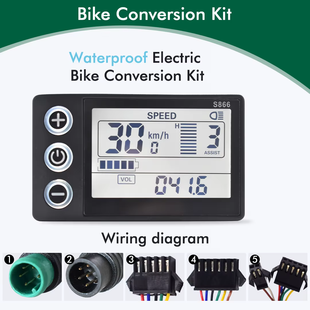 UART2 24V 36V 48V S866 vélo électrique LCD affichage compteur E Scooter panneau LCD avec USB UART po