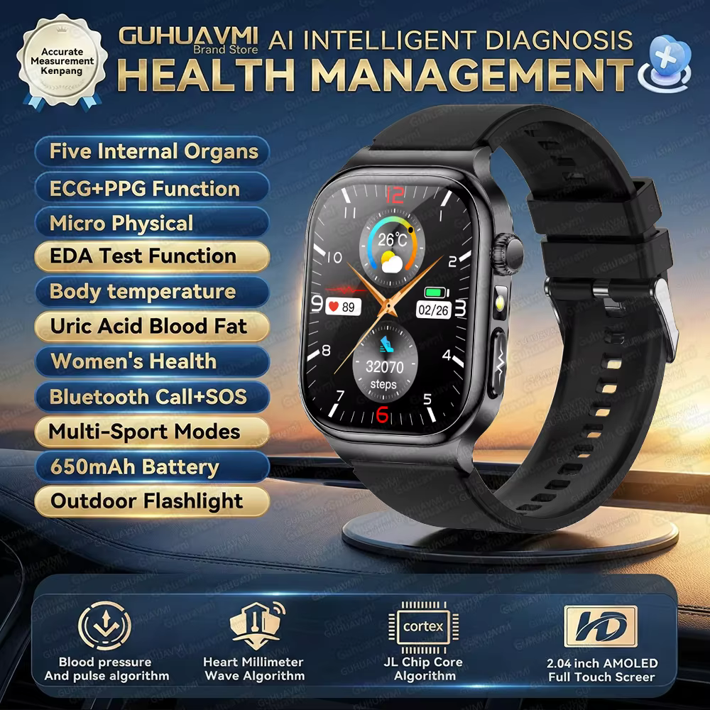Nouvelle Montre Connectée ECG 2026 pour Femme, Appel Bluetooth, Fréquence Cardiaque, Lipides Sanguin