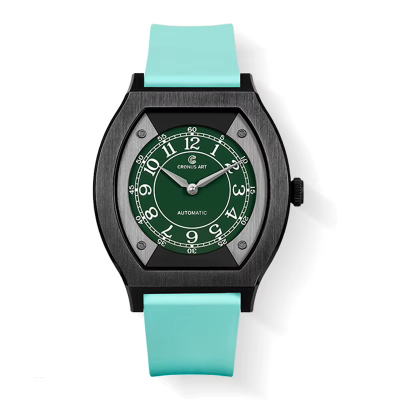 CRONUSART hommes montre automatique 41mm titane Tonneau mécanique montre-bracelet lumineux FKM brace