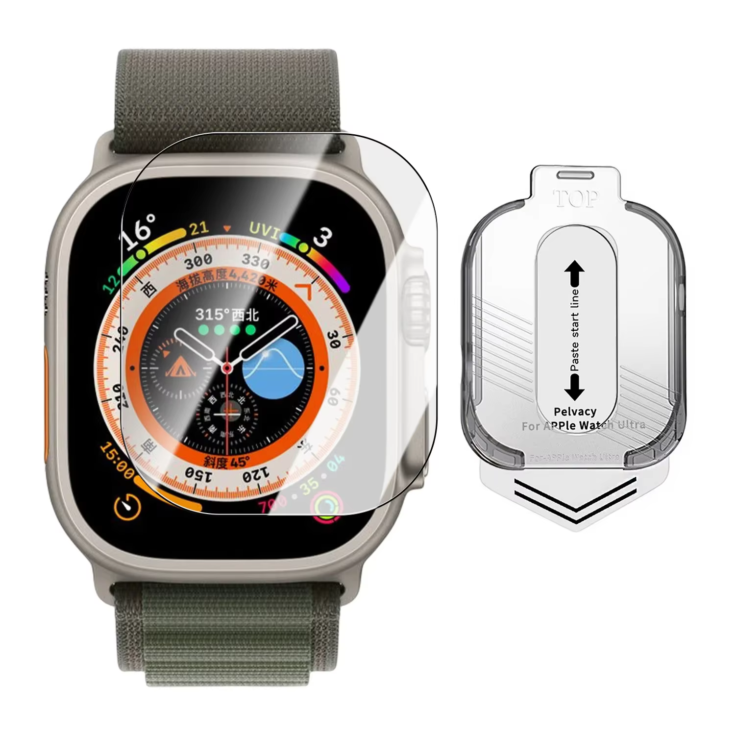 Verre HD d'installation facile pour Apple Watch Ultra 3/2/1, protecteurs d'écran avec outil d'instal