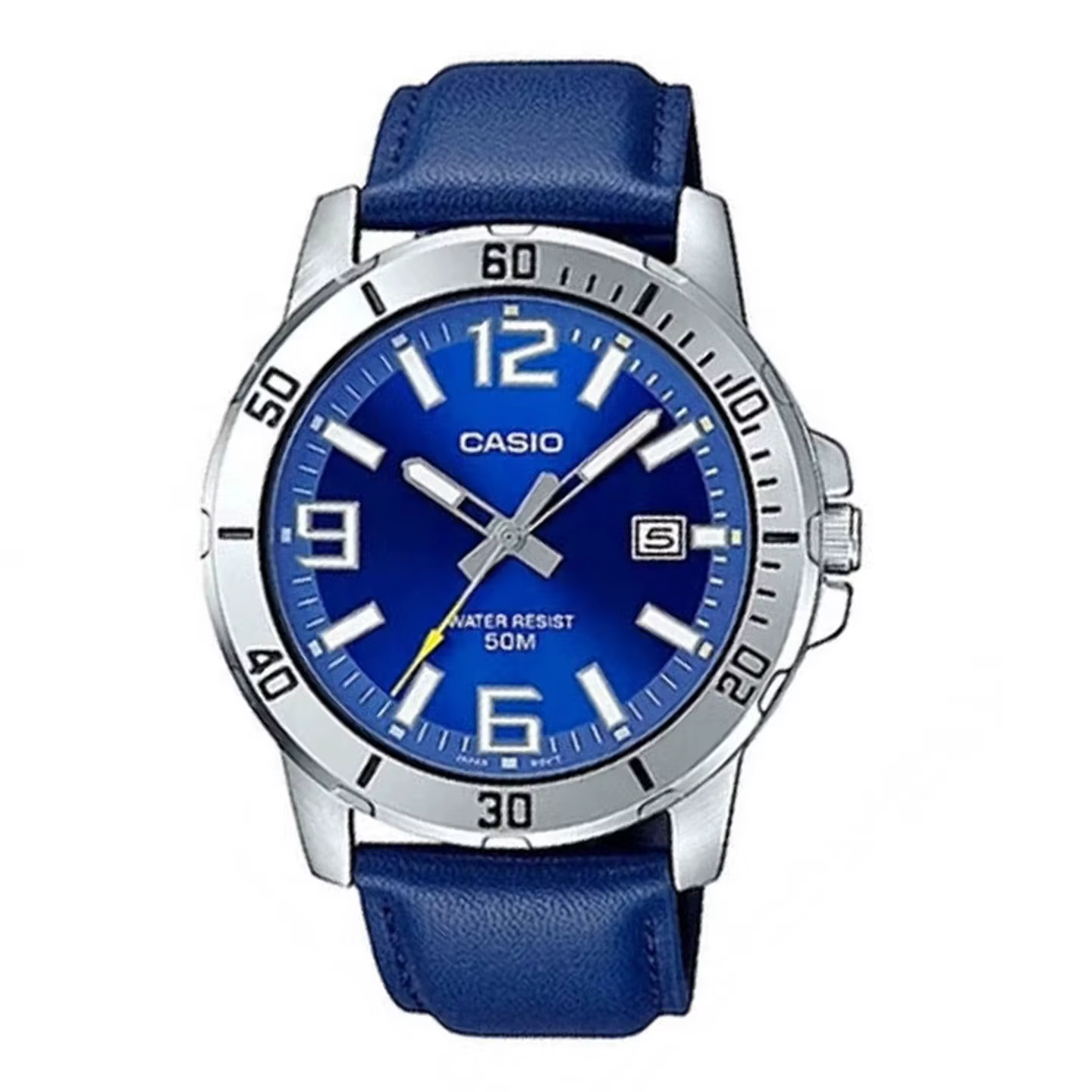 Montre à quartz CASIO MTP-VD01L pour homme, bracelet en cuir, boîtier en acier inoxydable, étanche 5