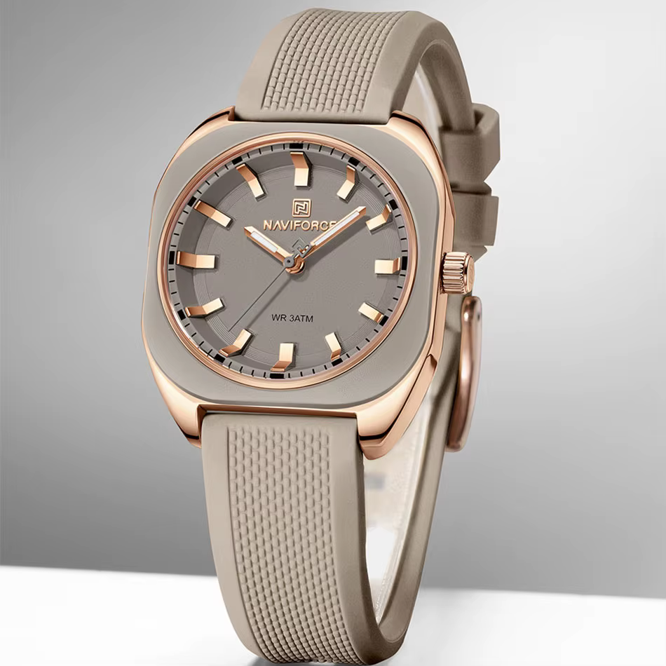 NAVIFORCE mode femmes décontracté élégant Simple polygone Quartz Silicone montre cadeau pour femmes