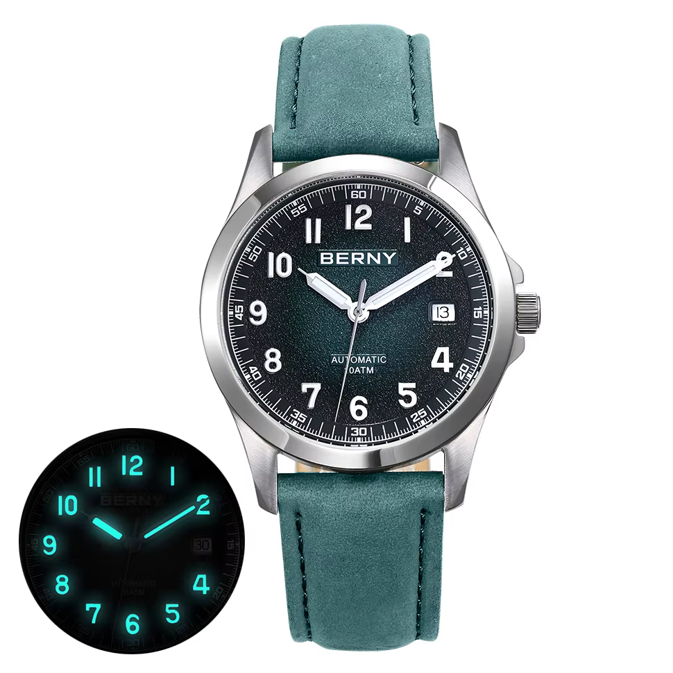 BERNY – montre automatique pour hommes, cadran givré, lumineuse, mécanique, originale, ST2130, montr