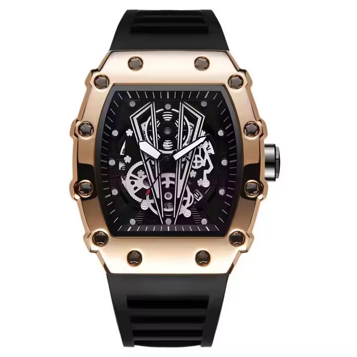 Tonneau – montre à cadran étanche, mouvement à Quartz, sport, ceinture en Silicone, horloge, cadre e