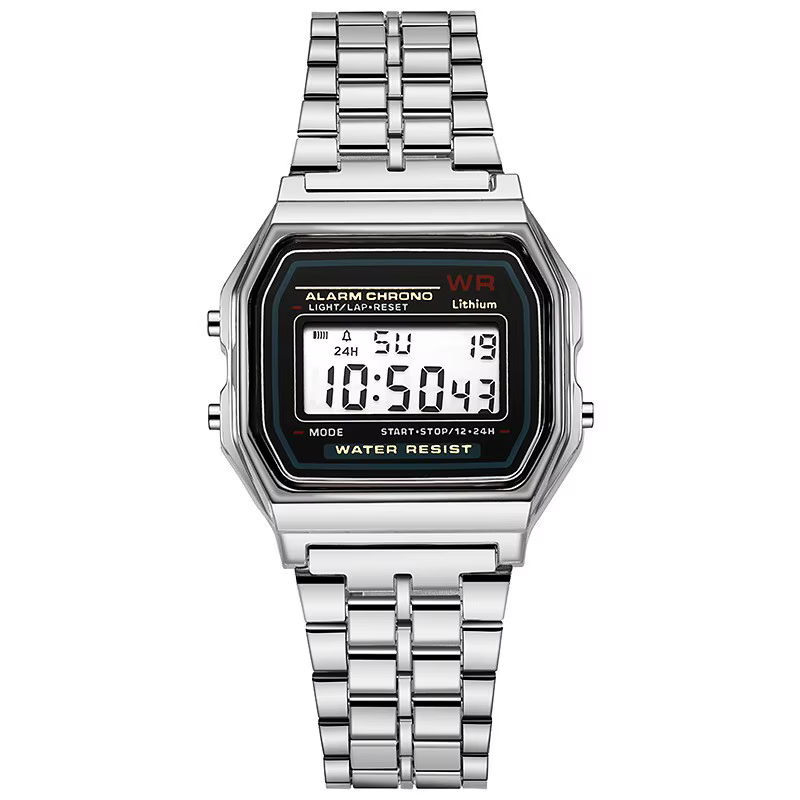 Montres de luxe en or rose pour hommes et femmes, affichage numérique électronique, horloge de style