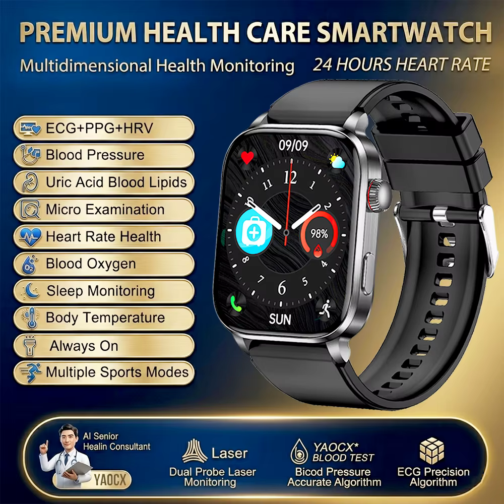 Montre connectée ECG pour homme 2026 améliorée, surveillance complète de la santé, prise en charge d