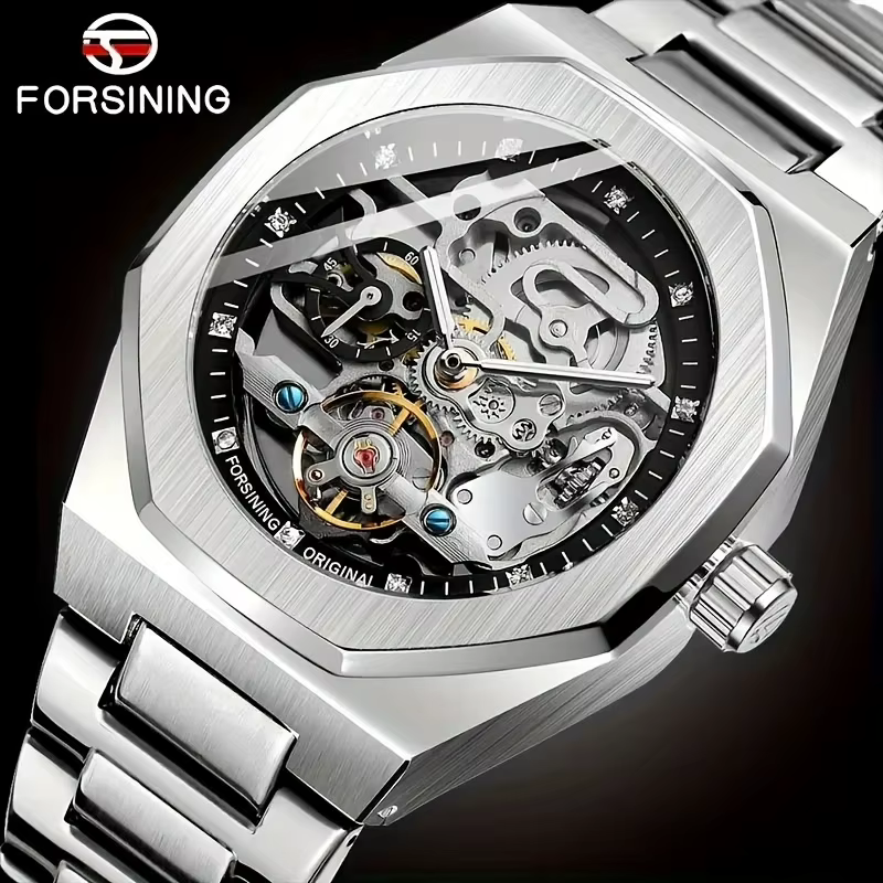 Montre mécanique automatique de luxe pour homme, design hexagonal unique et élégant, bracelet en aci