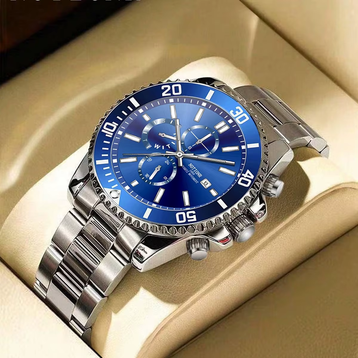Montres d'affaires de luxe pour hommes, montre à Quartz argentée, horloge lumineuse