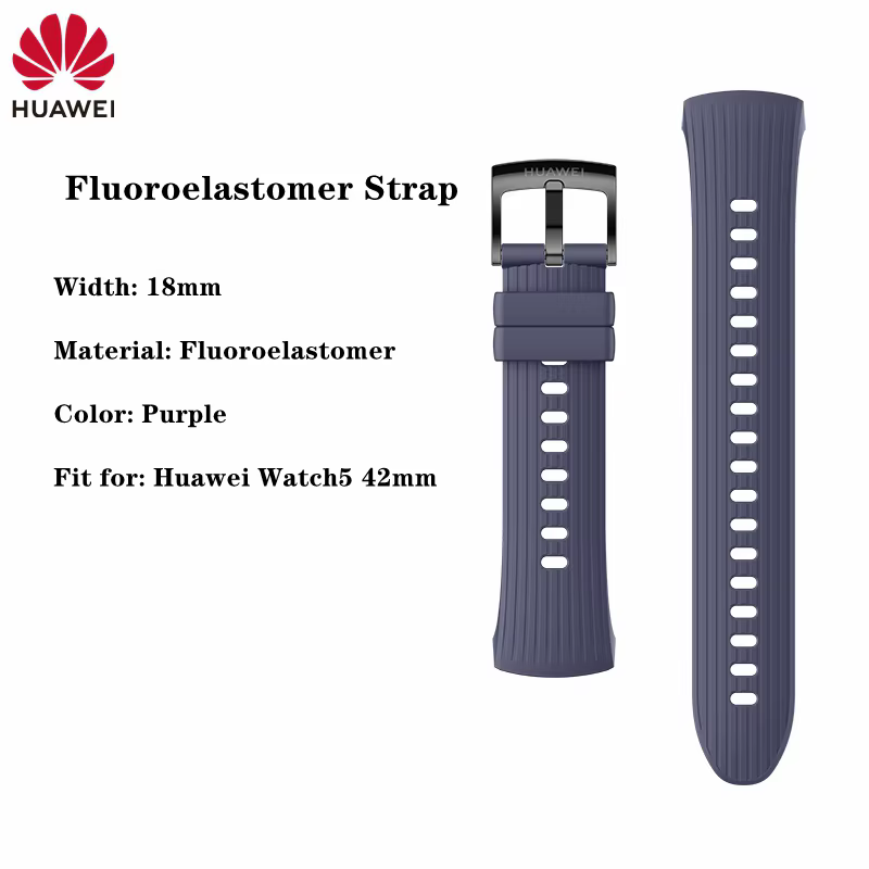 Bracelet de montre en cuir végétalien d'origine Huawei Watch 5 42 mm bracelet de sport en caoutchouc