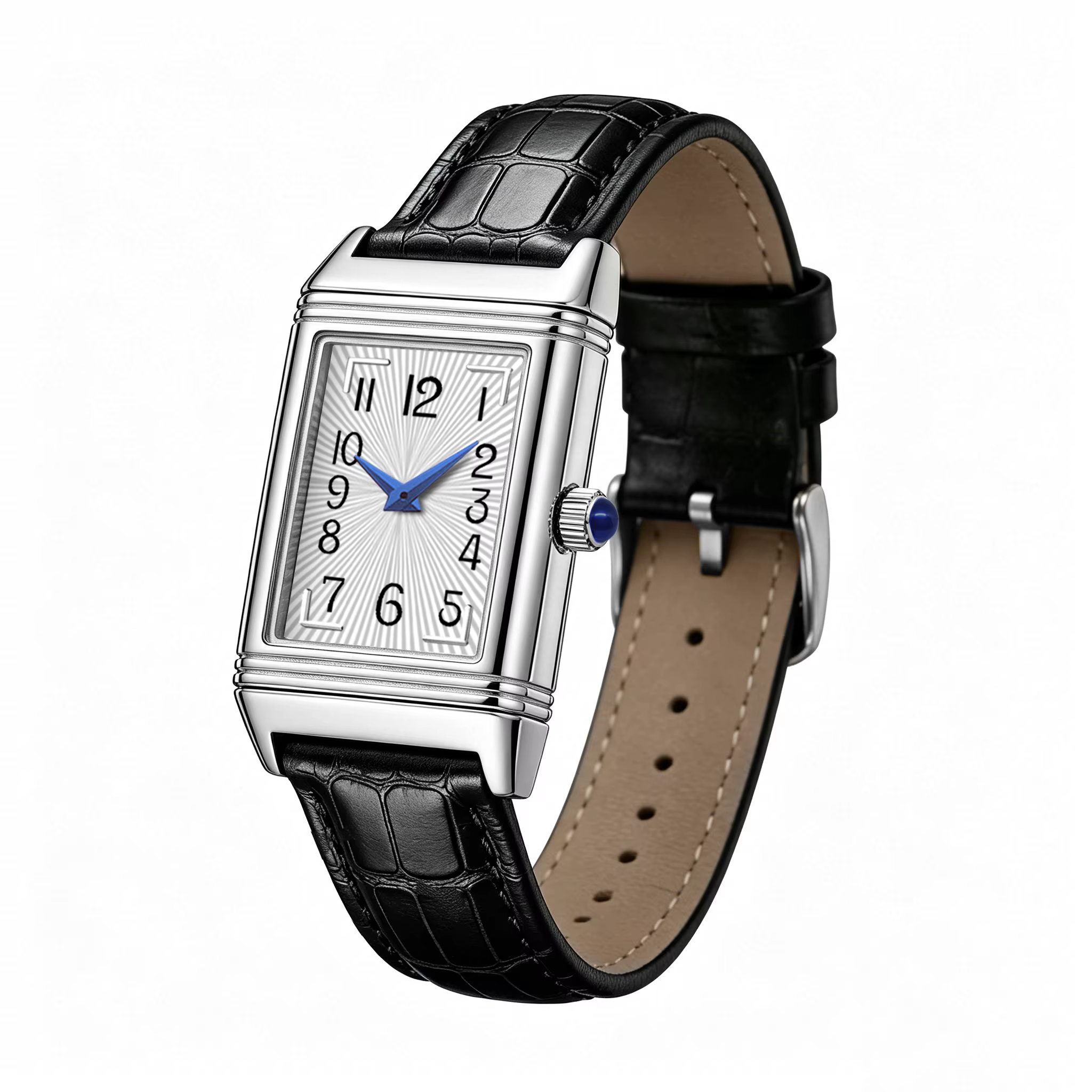 Montre numérique carrée à Quartz en cuir, Design coulissant de tempérament de Niche rétro, exquise e