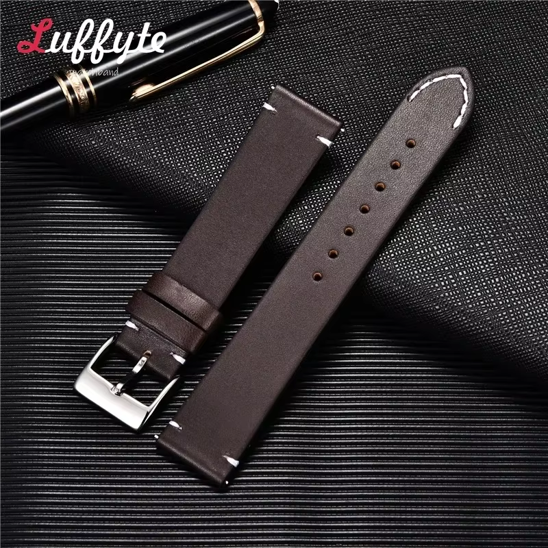 Bracelet de montre Vintage 16mm 18mm 20mm 22mm 24mm, en cuir de vache à dégagement rapide, universel