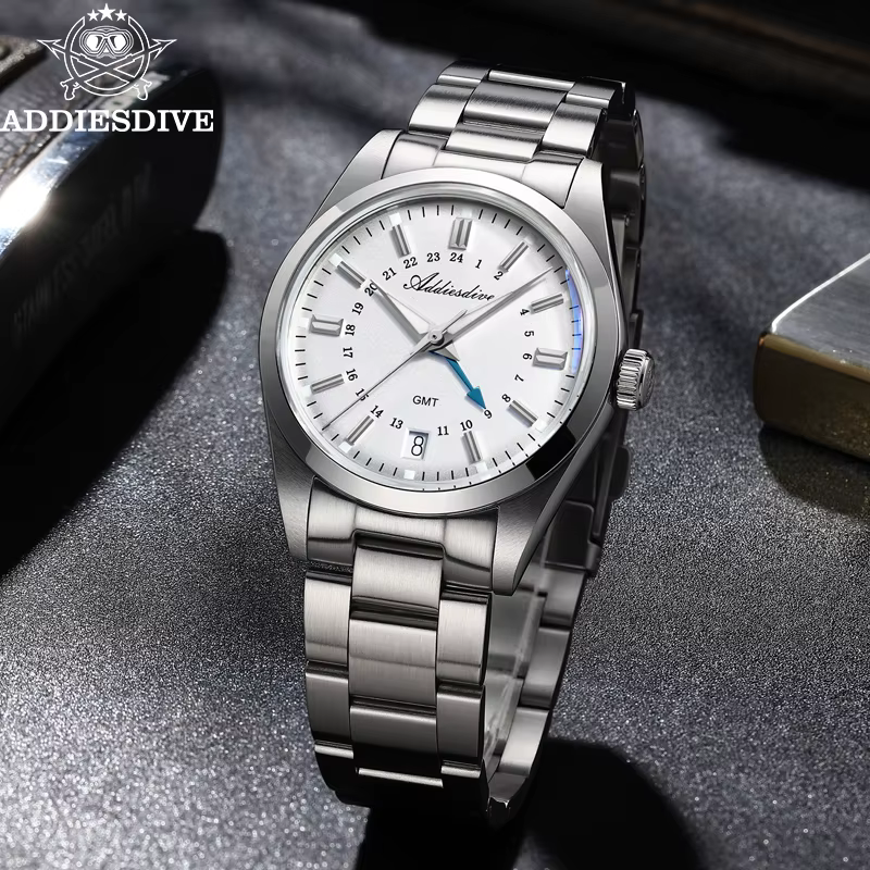 ADDIESDIVE 36mm montre analogique pour hommes GMT 515-24H montre BGW9 lumineux 100m étanche en acier