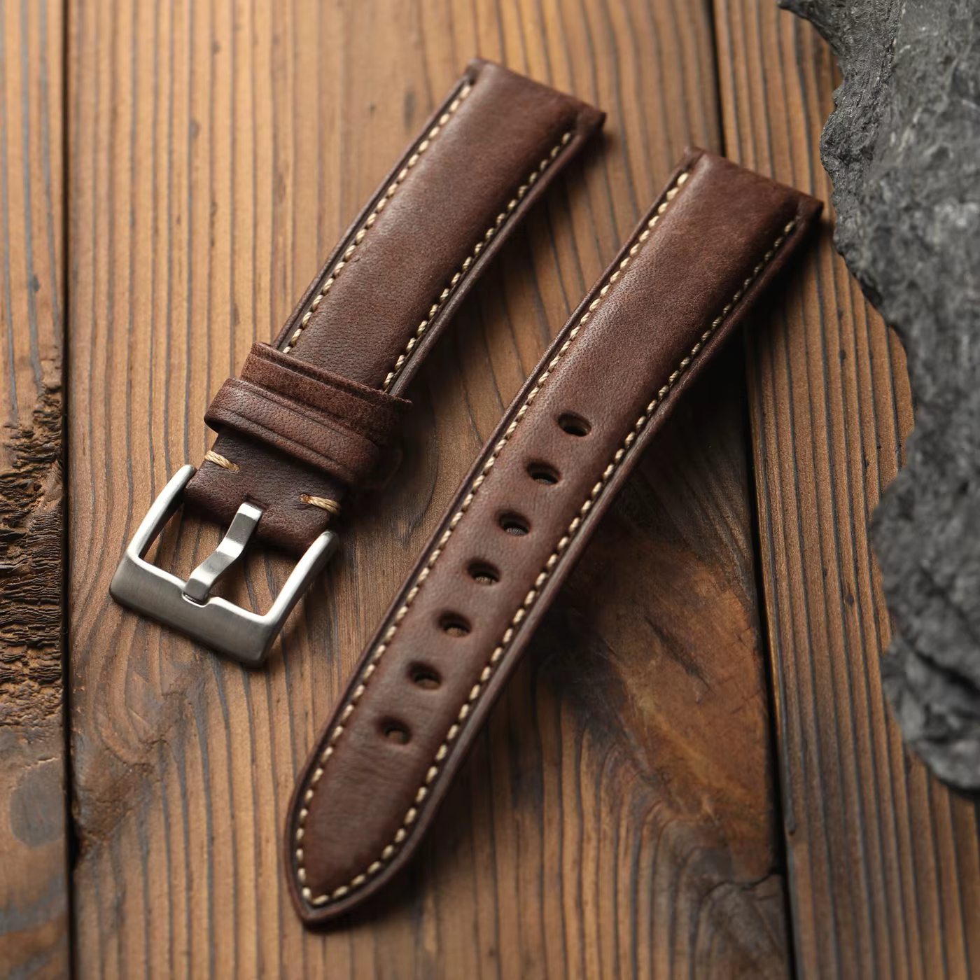 Bracelet de montre en cuir italien fait main, 18 19 20 21 22MM, style vintage luxueux, cuir de vache
