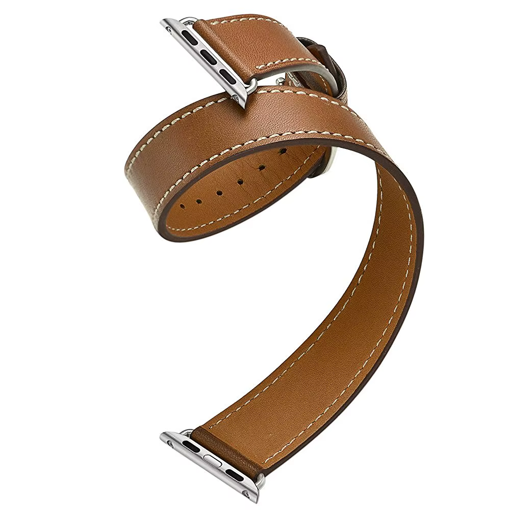 Bracelet Double Tour pour Apple Watch Band, Bracelet en cuir véritable, iWatch Series 6, SE, 3, Ultr