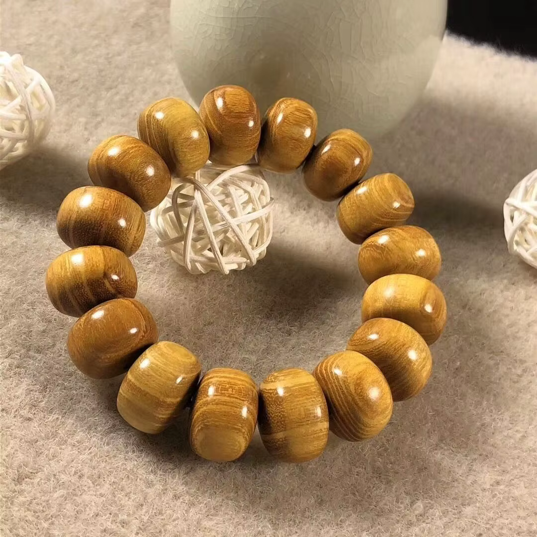 Bracelet en bois de santal doré, perles boulier pour hommes, 2.0CM 1.5CM, perles de bouddha en bois 