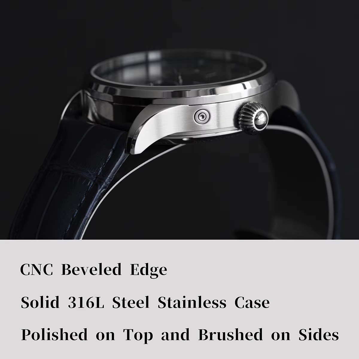 Sugess montre pour hommes édition limitée phase de lune boîtier en acier inoxydable 316L Tianjin ST2