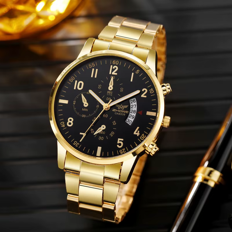Montre de luxe pour hommes, 1 pièce, mode calendrier d'affaires, ceinture en acier, cadeau de noël,