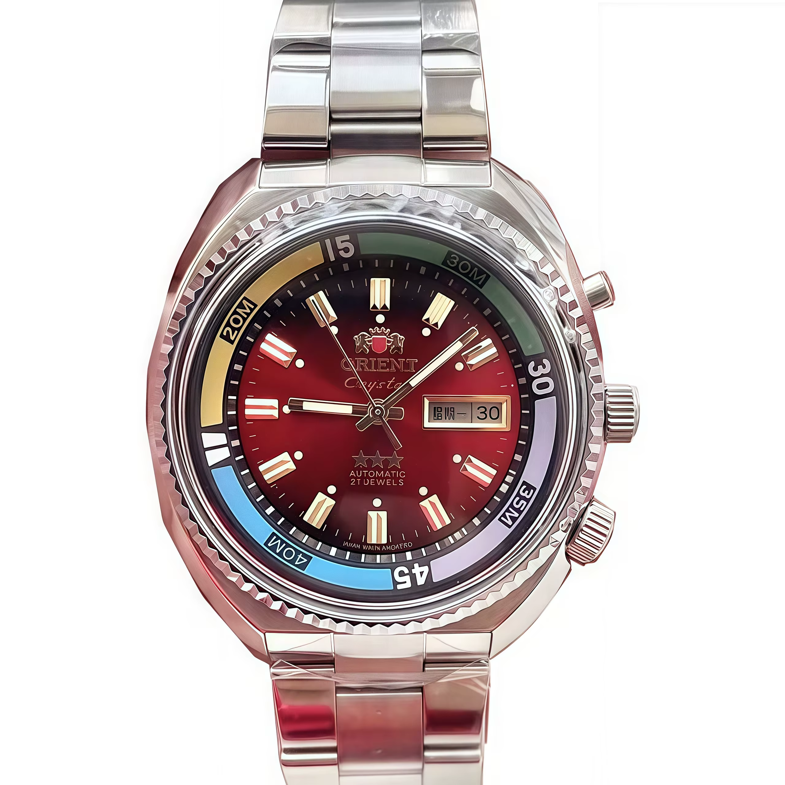 Montre mécanique sportive complète DFDG pour homme, Orient Haiba, calendrier perpétuel, acier inoxyd