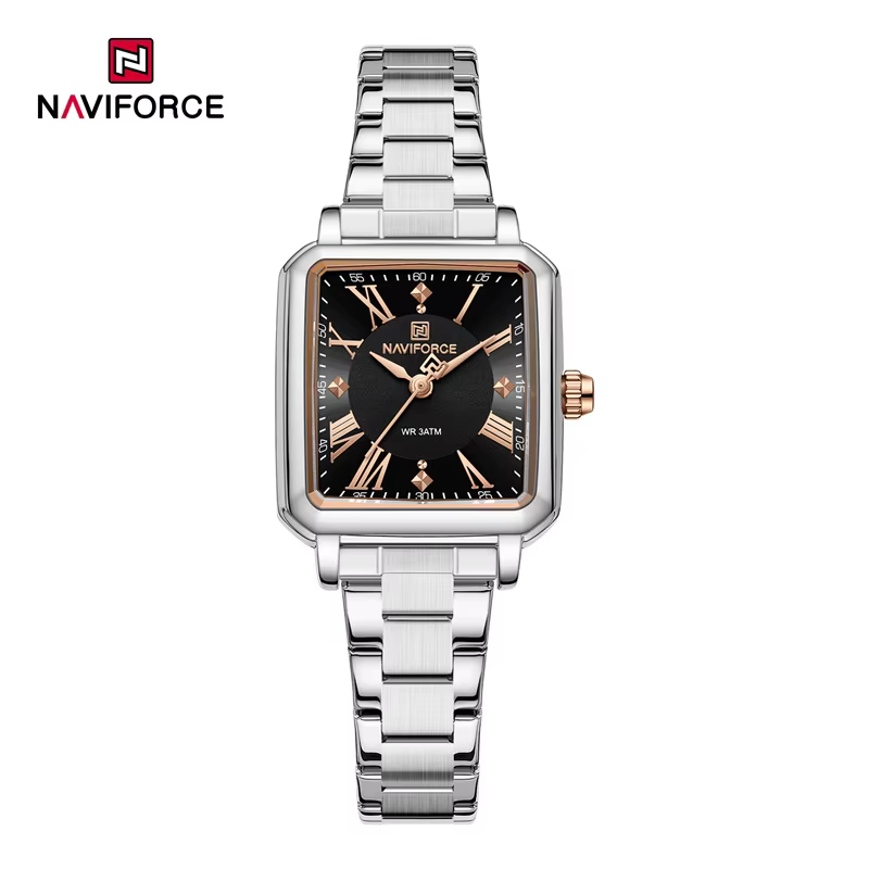 Montre NAVIFORCE tendance pour femme, quartz, acier inoxydable, étanche, décontractée, cadeau pour p