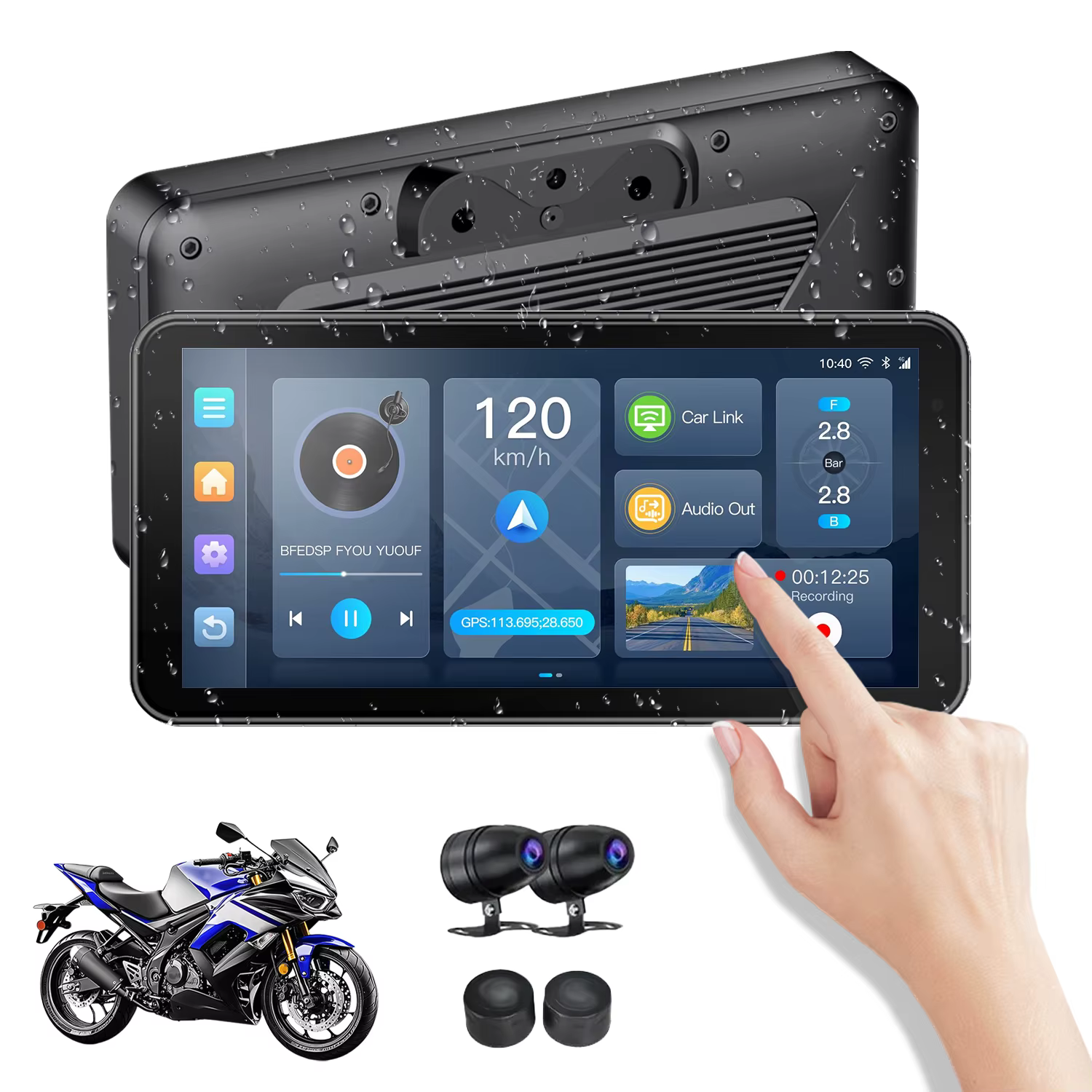 Écran Moto Portable Autommi 6,25 Pouces, Système Android 14, GPS, Navigation Bluetooth, Caméra Moto 