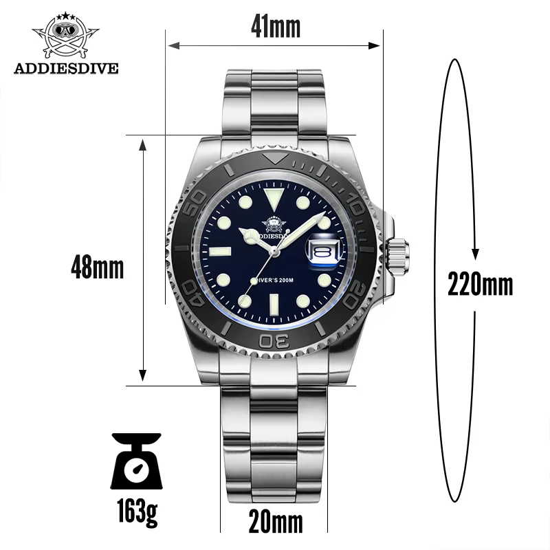 ADDIESDIVE luxueux montre à Quartz analogique pour hommes BGW9 lumineux 20 barres étanche hommes plo