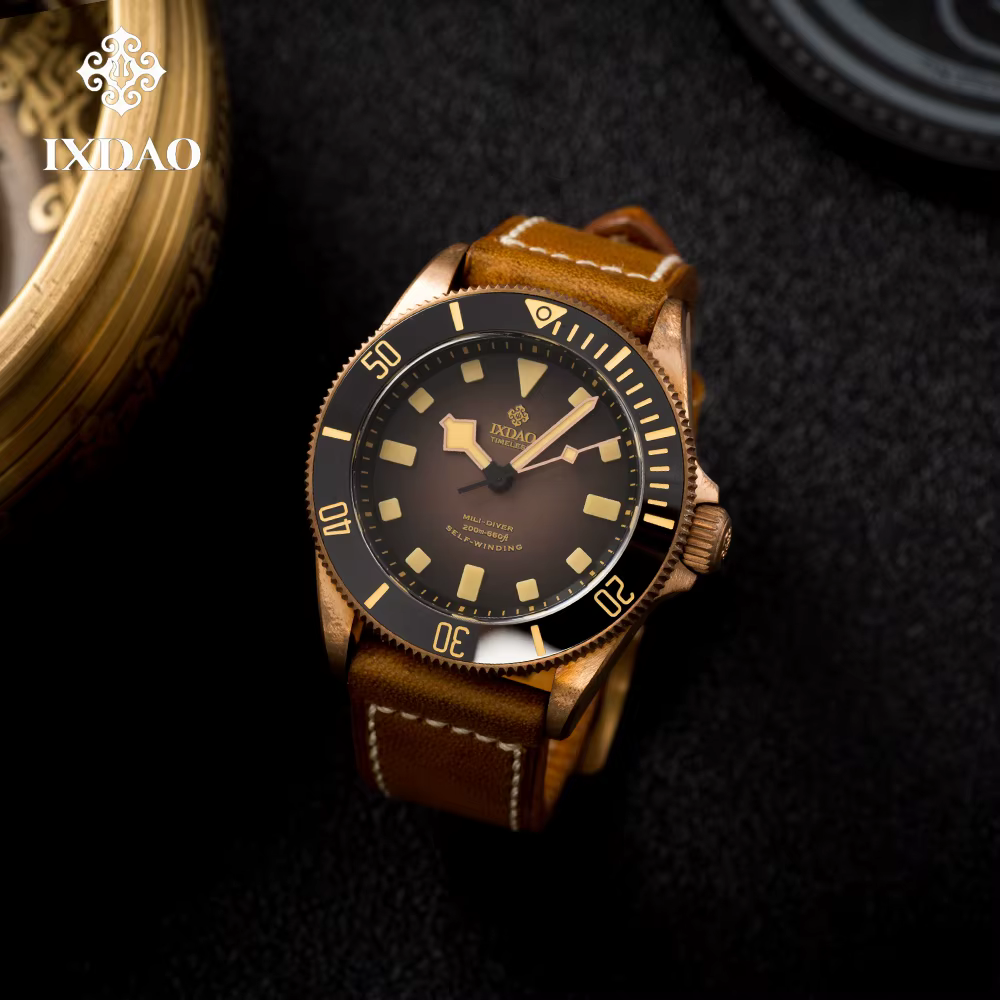 IPOSE IX & DAO 2025 nouvelle montre mécanique automatique pour hommes en Bronze PT5000 saphir rétro 