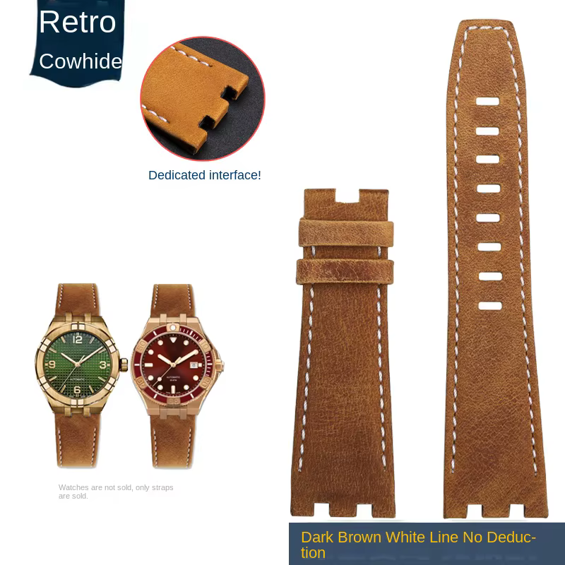 Bracelet de montre vintage pour homme, bracelet de montre marron dédié, Lung Lacroix AIKON Series, A