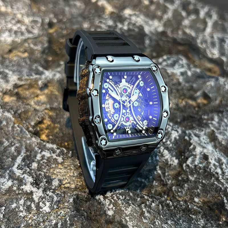 Montre pour hommes lumière marque de luxe cadran baril de vin à la mode nuit lueur montre de sport c