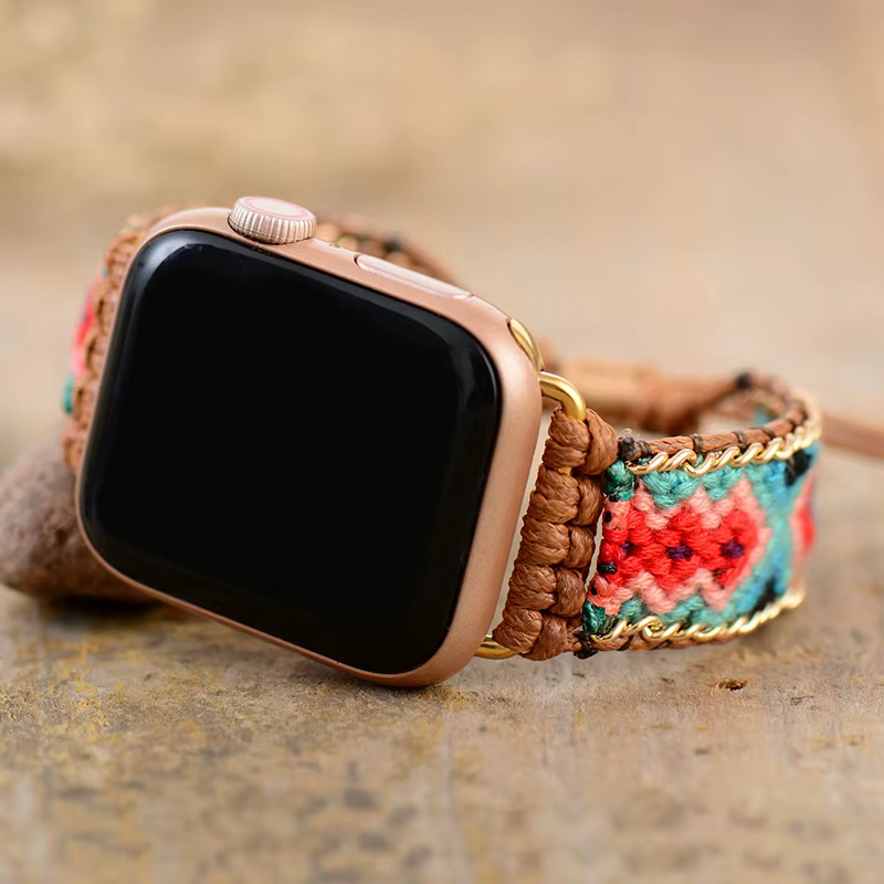 Bracelet de montre en coton Aple Smartwatch, style bohème, bracelet végétalien, accessoires pour iWa
