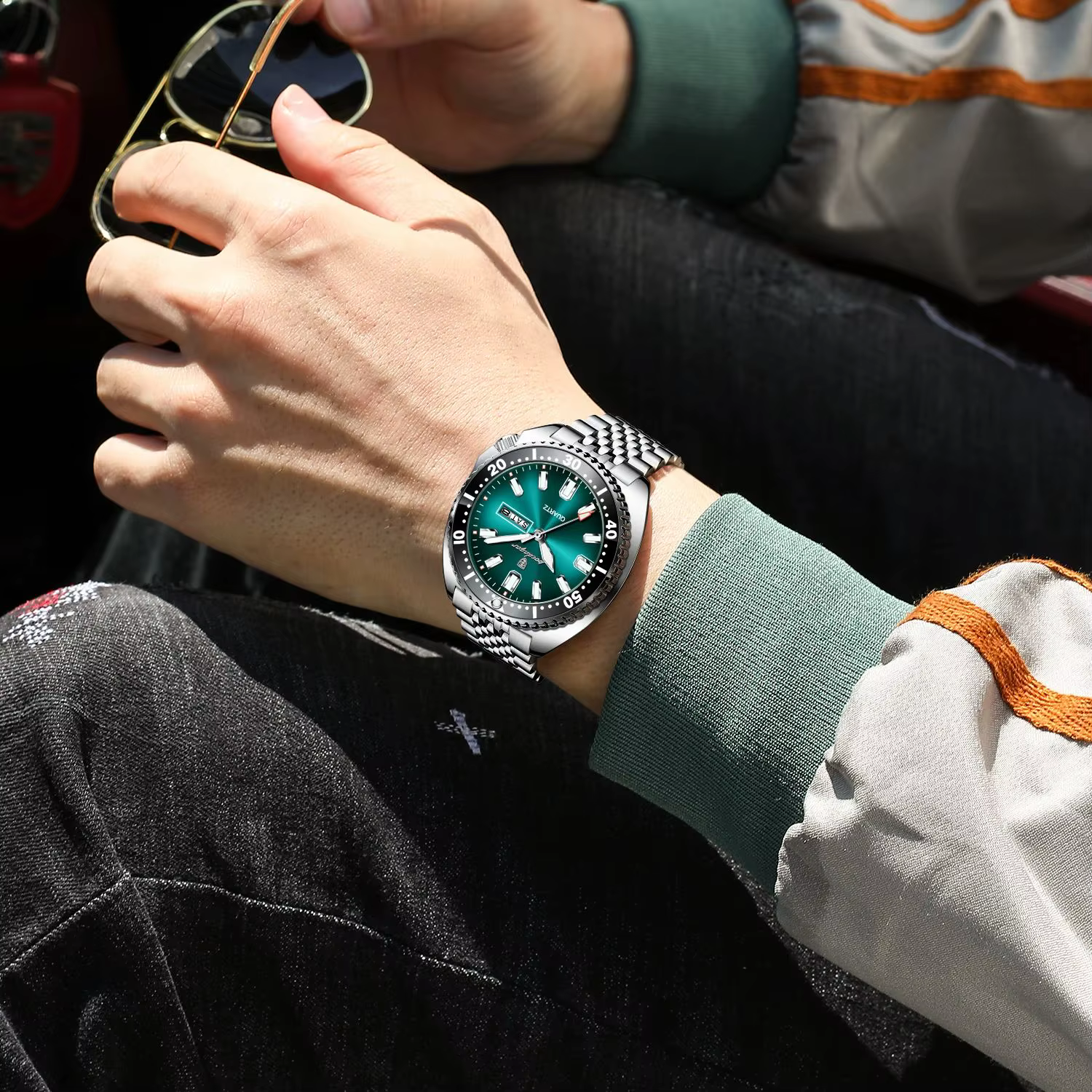POEDAGAR luxe hommes d'affaires montre Date semaine étanche lumineux homme montre-bracelet Sport en 