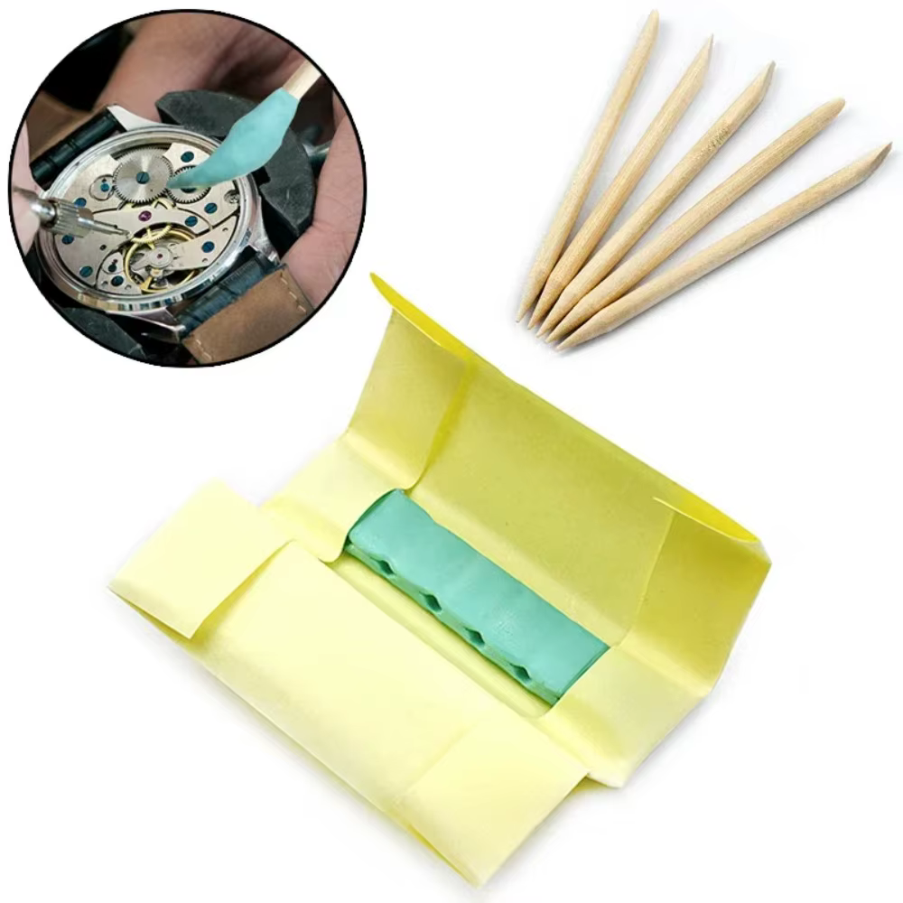 Argile de nettoyage de mouvement de pièces de montre, nettoyeur de mastic en caoutchouc vert avec bâ