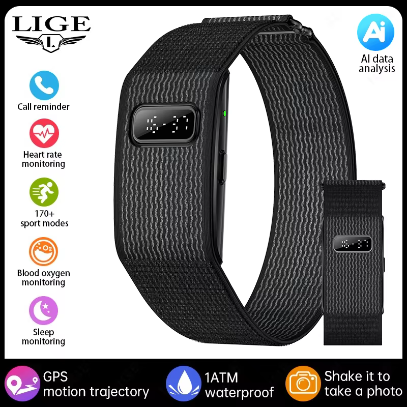 Nouvelle montre connectée numérique LIGE pour homme avec moniteur de fréquence cardiaque 24h/24, sui