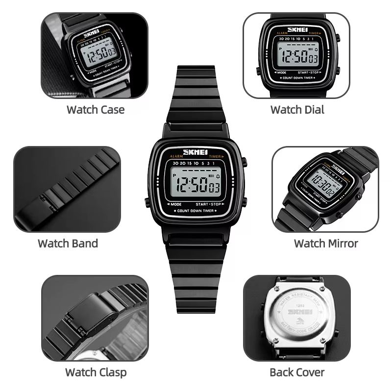 Skmei femmes Bracelet robe montres marque de luxe Bracelet en acier inoxydable mode étanche numériqu