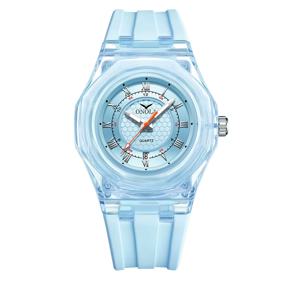 Mode Couple montre hommes et femmes marque ONOLA luxe étanche Transparent en plastique Silicone band