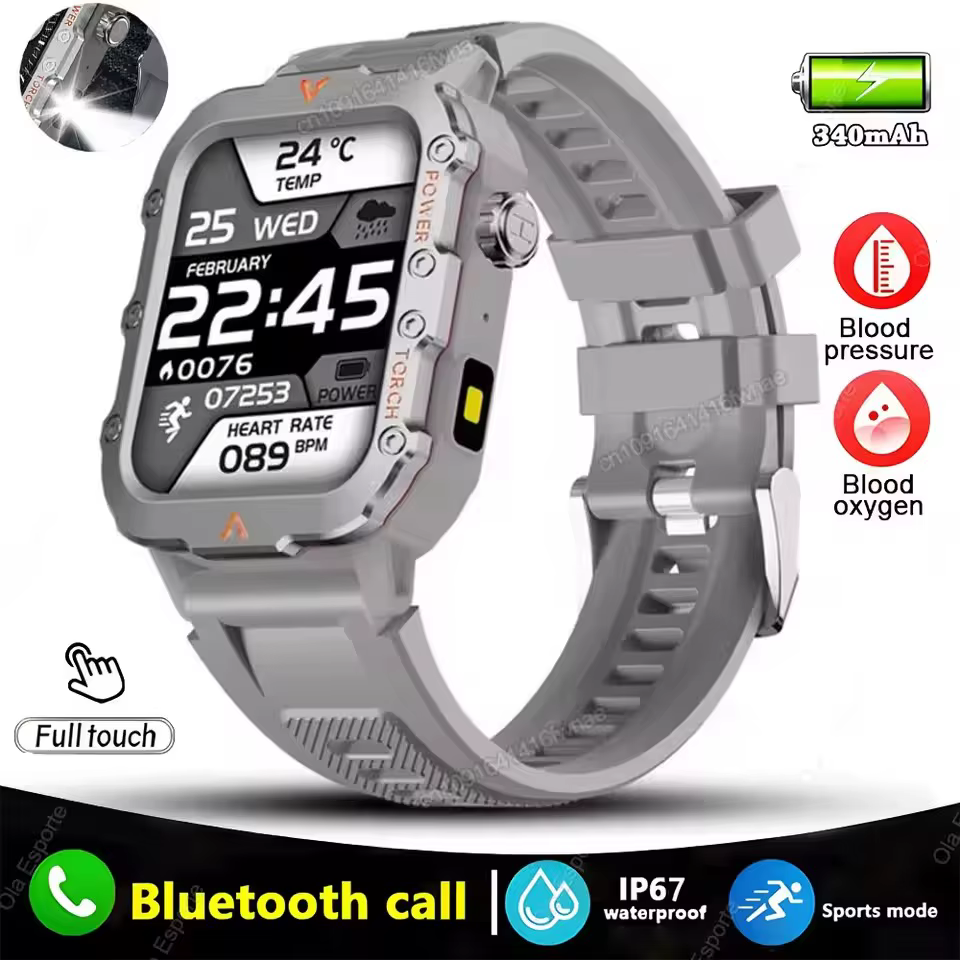 Montre connectée de randonnée mondiale 2026 avec écran 2,01'', batterie 1100 mAh, lumière LED, suivi