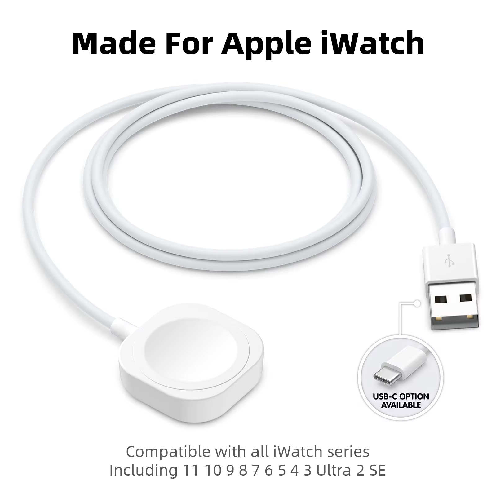 Câble de charge rapide sans fil magnétique USB pour Apple Watch