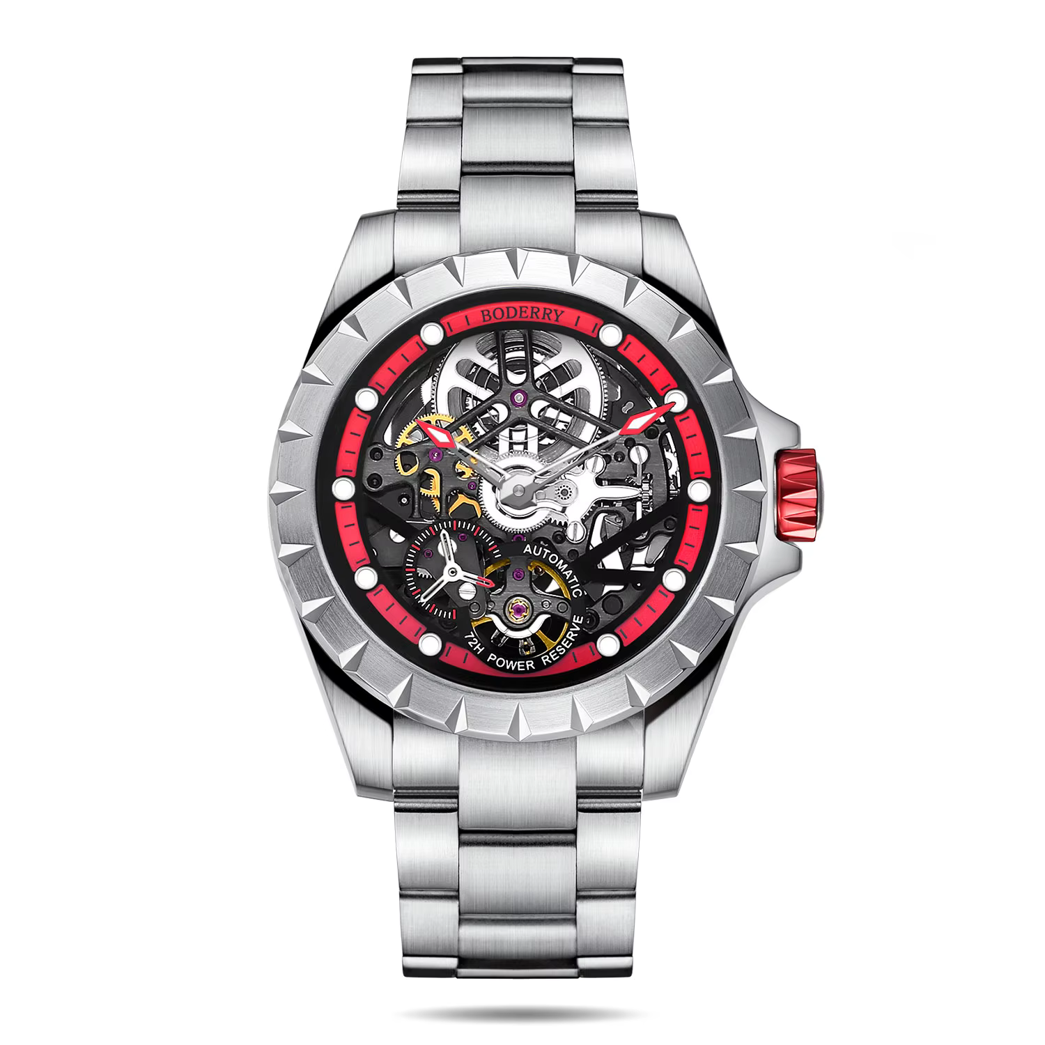 Boderry-Montre mécanique automatique étanche pour homme