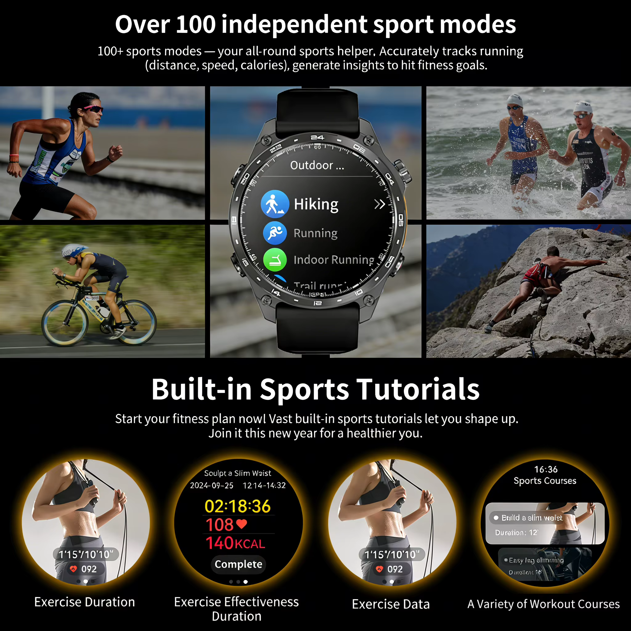 Montre connectée GPS 2026 pour activités de plein air HD300Pro