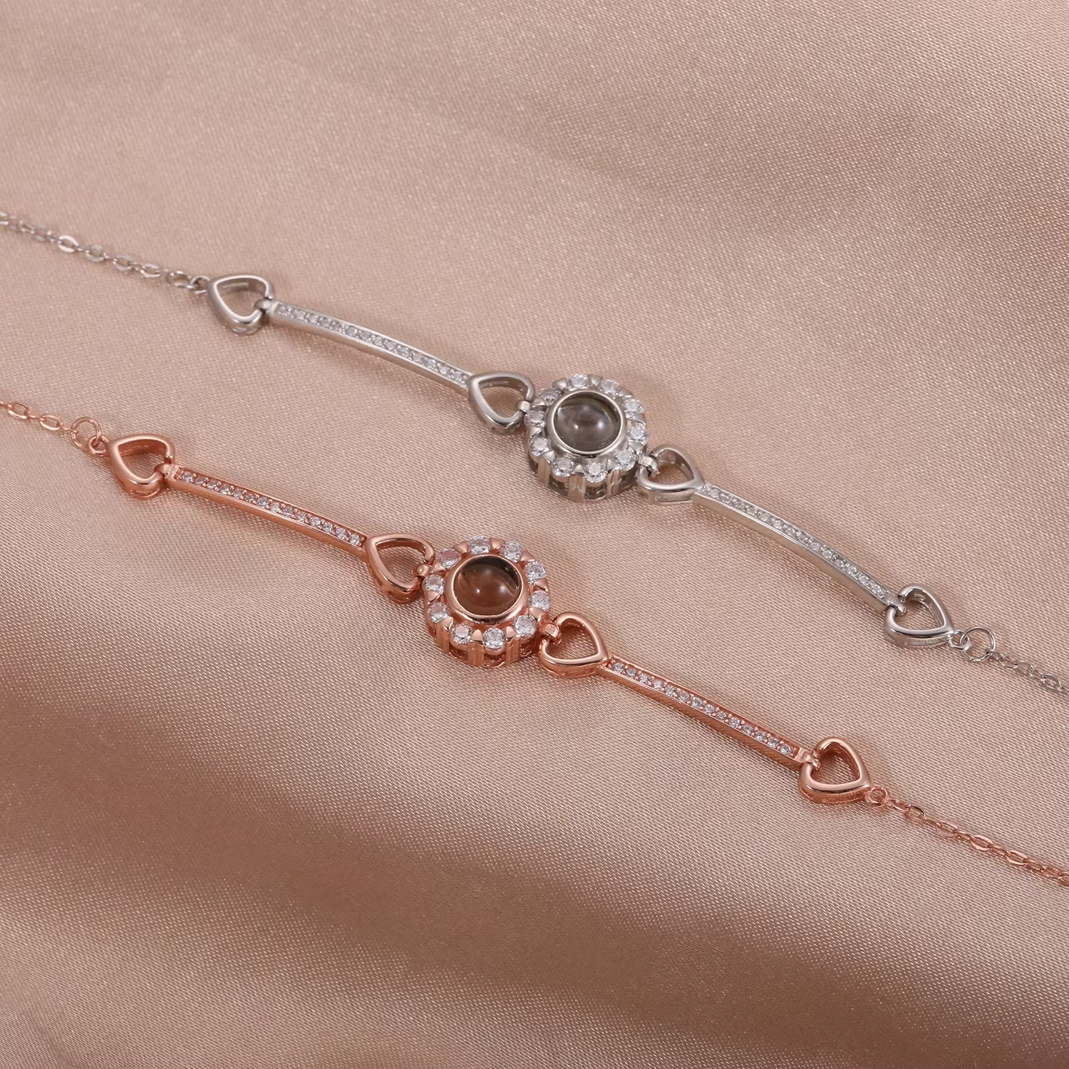 Bracelet Photo de Projection personnalisé en argent Sterling 925, pendentif circulaire, Bracelets Photo commémoratifs, cadeau d'anniversaire pour petite amie