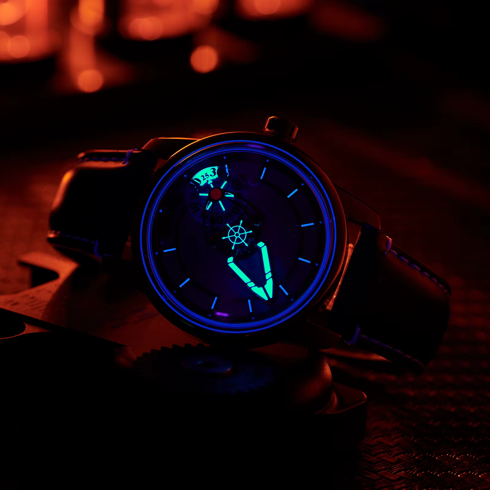 OBLVLO Creative Lightmagazines ed Spacecraft Hommes Cadran Bleu Montre existent SION L Acier Inoxydable Shoous Business