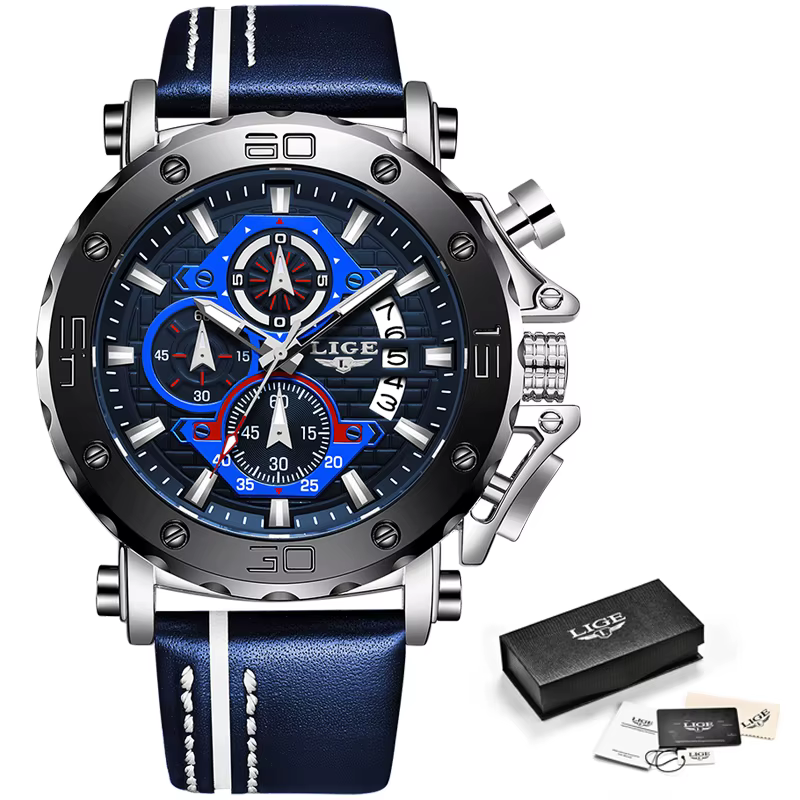2025 LIGE nouvelles montres pour hommes Top marque de luxe grand cadran montre à Quartz militaire en cuir étanche Sport montre-bracelet Relogio Masculino