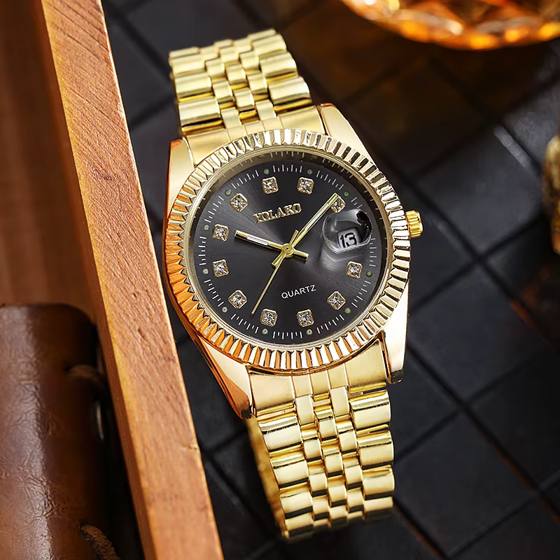 Nouvelle mode marque de luxe montres hommes 2021 doré entièrement en acier Quartz montre-bracelet